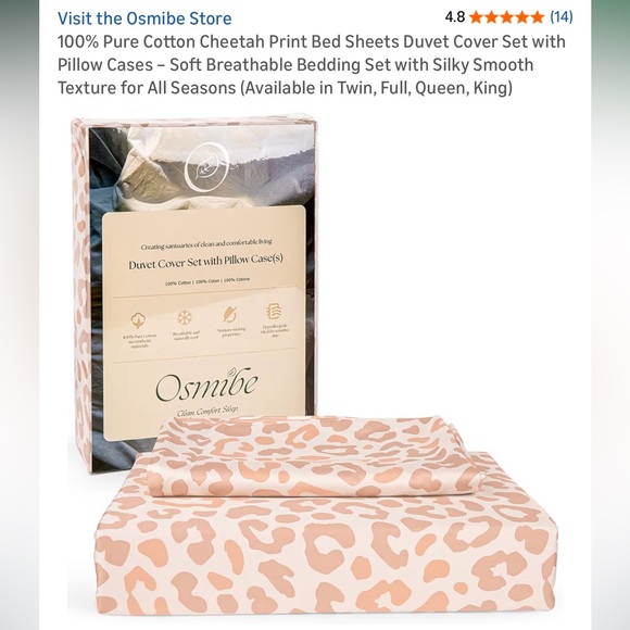 Other - Cheetah Print Duvet Cover Set - Cream and Tan-Queen